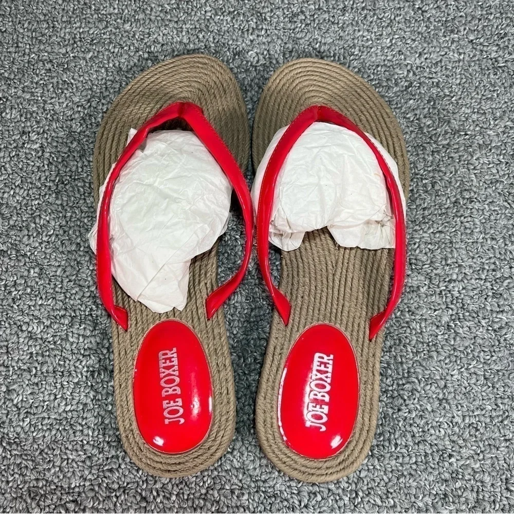 Joe Boxer Sandals Flip Flops Red Womens Size 7/8 New